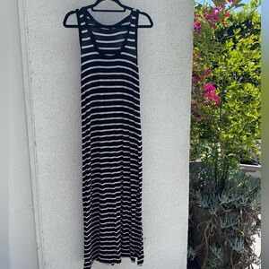 J. Crew Black and White Striped Maxi Dress